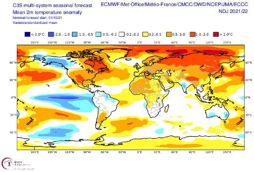 Map of Nov-Dec temperature anomalies