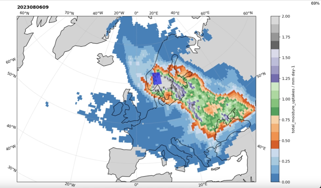 Illustrasjon som viser oversikt over hele den totale vannkilden under stormen Hans fra 07.08.2023 til 09.08.2023